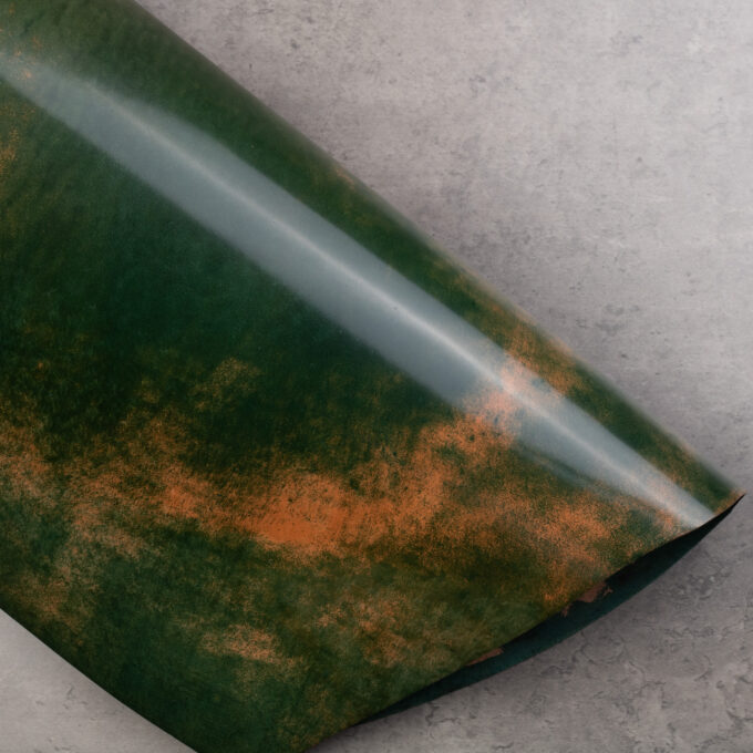ROCADO MARBLED SHELL CORDOVAN - GREEN WITH TWO STAMP