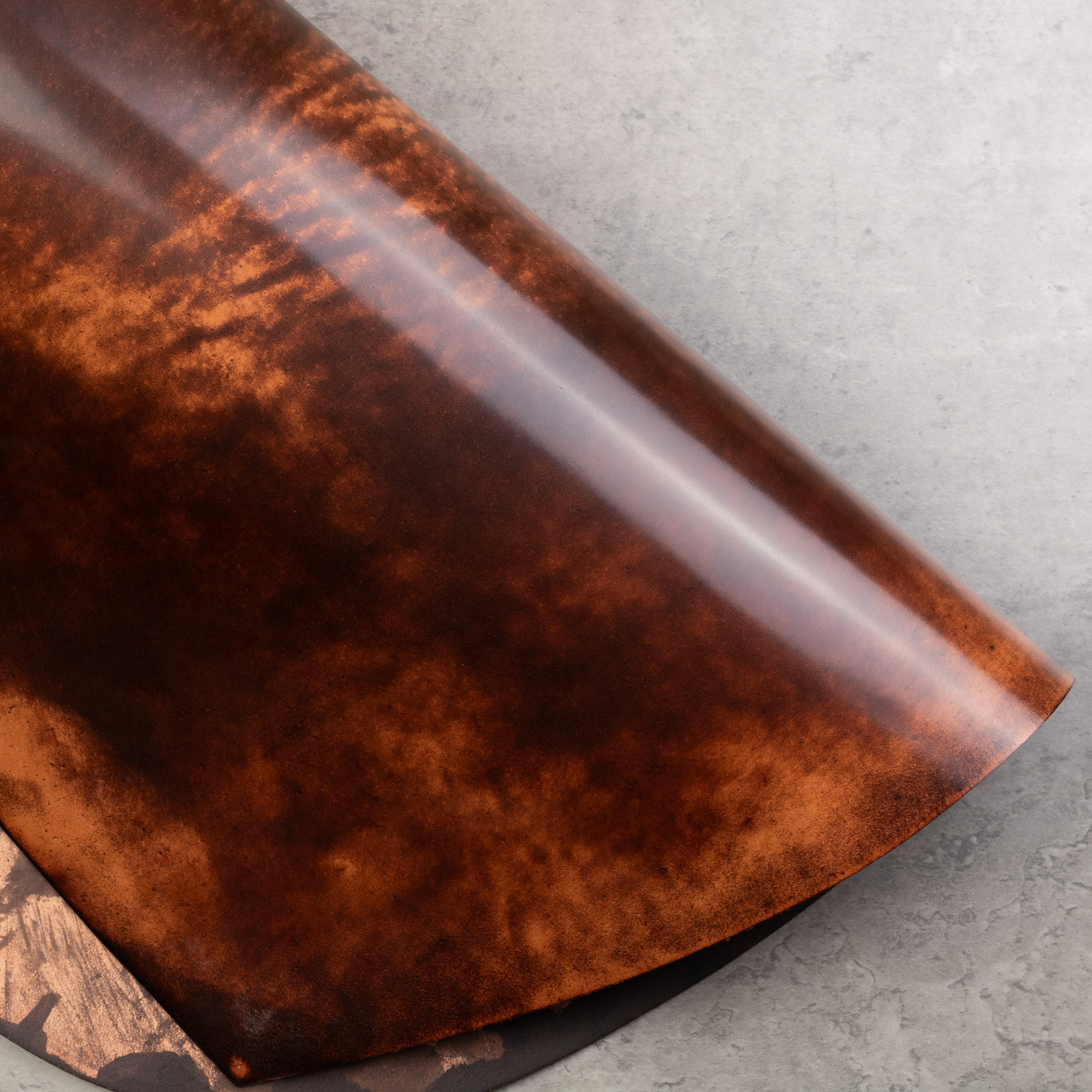 ROCADO MARBLED SHELL CORDOVAN - BROWN WITH TWO STAMP