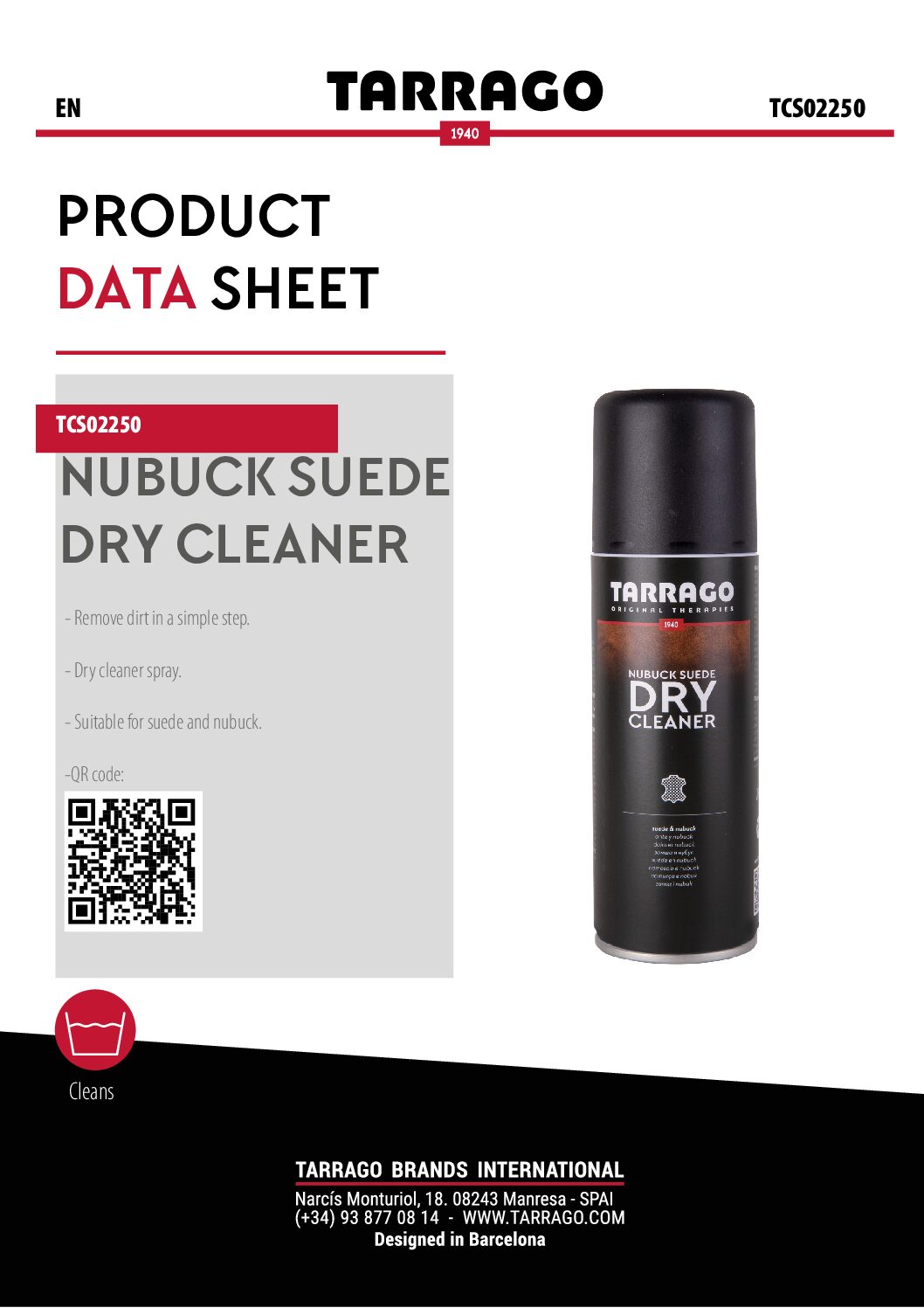 TARRAGO NUBUCK SUEDE DRY CLEANER 250ml